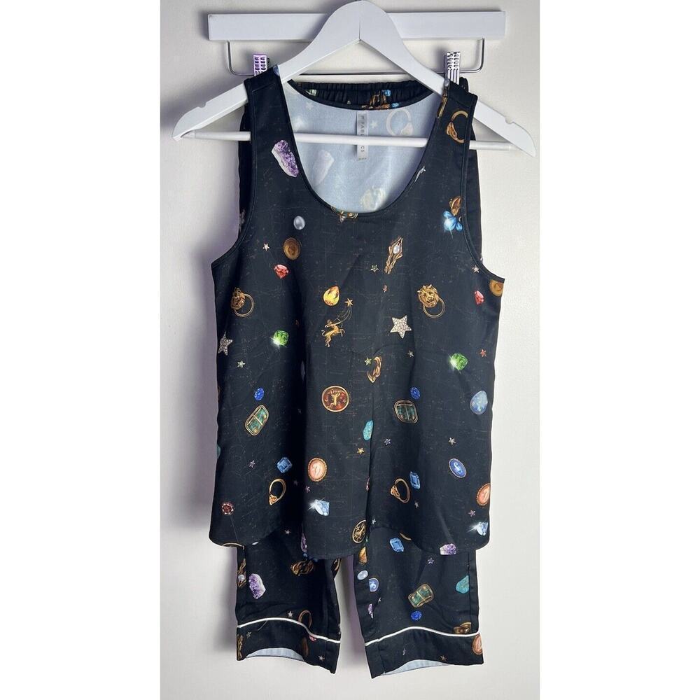 Fabletics EcoSatin Lucky Charm Tank & Pants Set Sz XXS Celestial Stars‎ **Read**